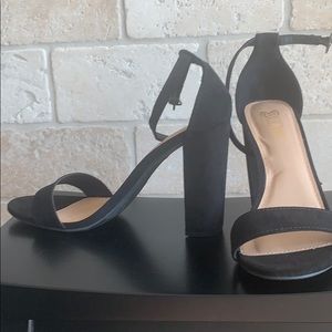 Black suede high heels